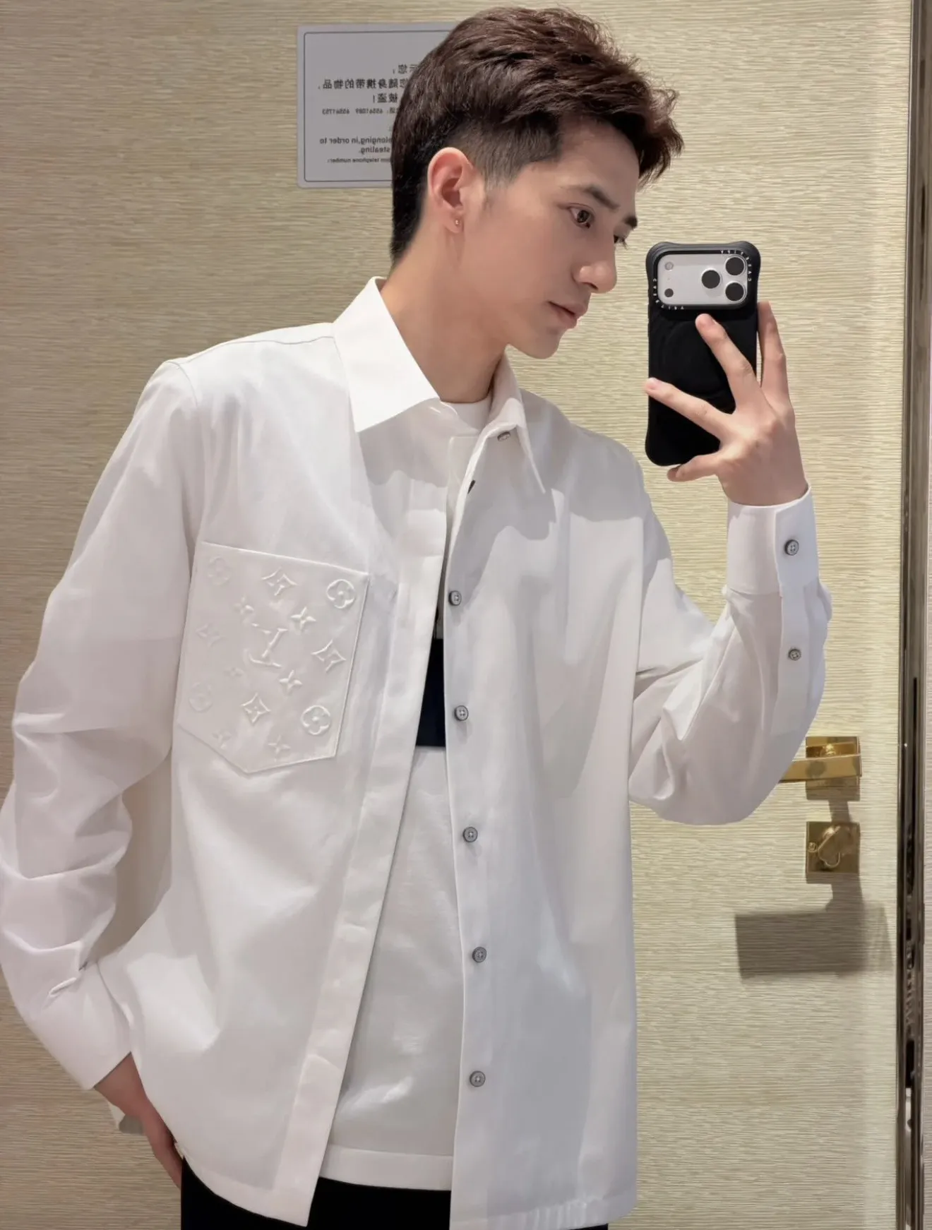 Louis Vuitton/Louis Vuitton 26ss pocket old flower embossed shirt